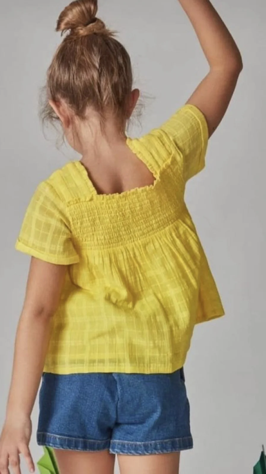 Girl's Delicate Cotton Dobby Check Dress view 2