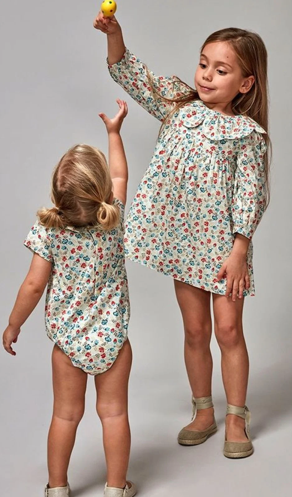 Girl's Babies Liberty Print Dress With Curved Design Collar view 2
