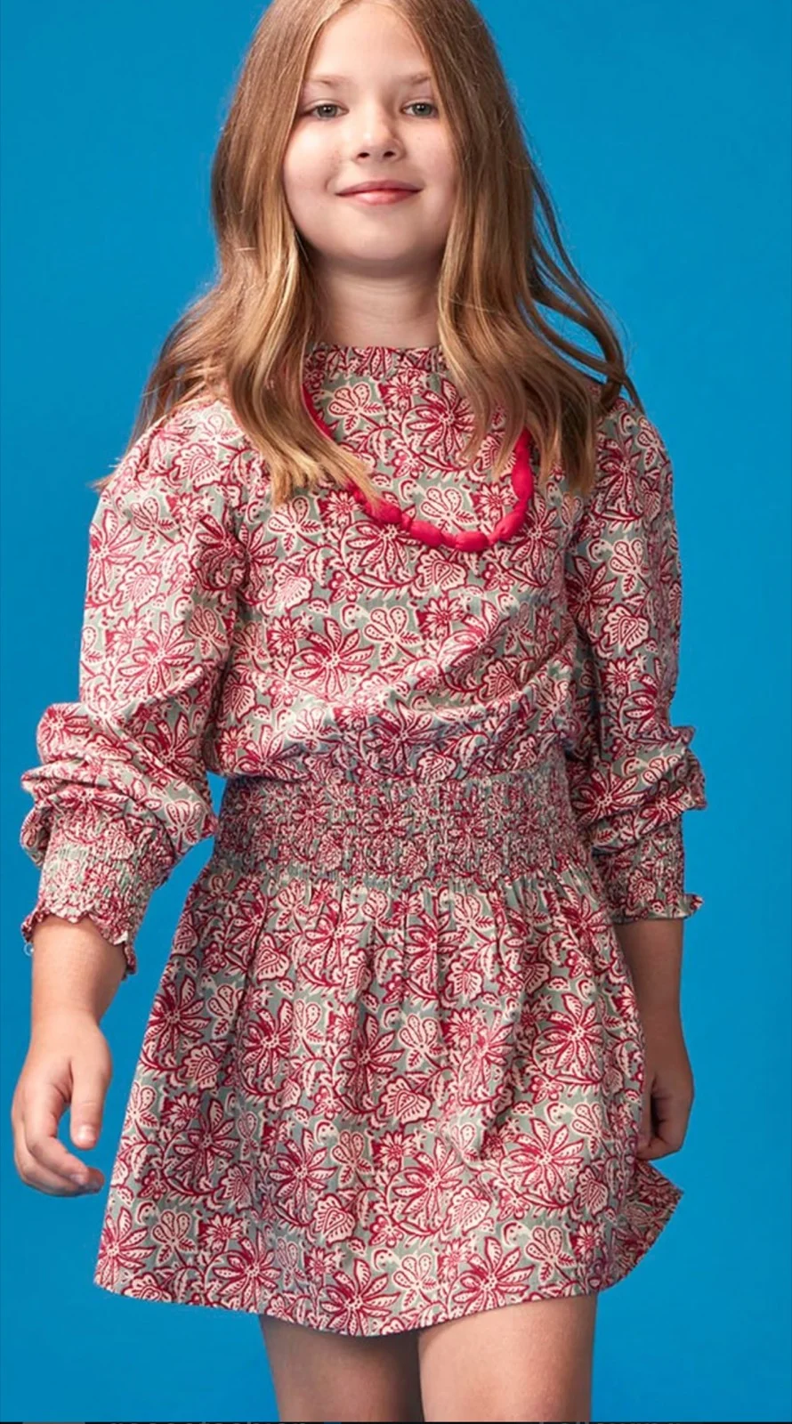 Printed Dress With Smocking In Waist Sleeve view 3