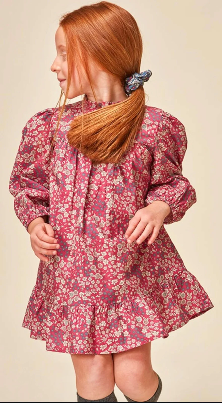 Printed Dress With Smocking In Waist Sleeve view 4