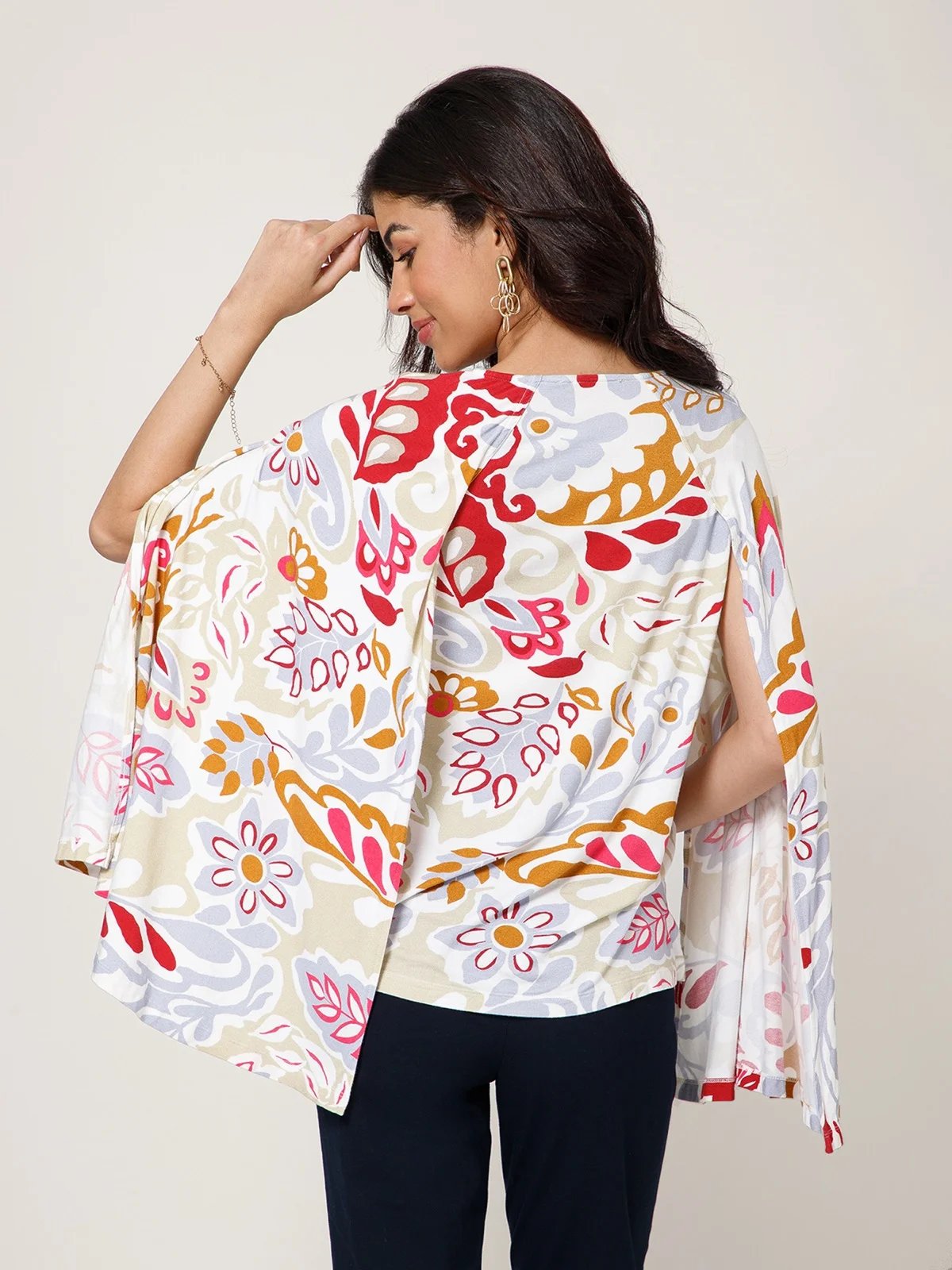 Retro Floral Cape Top view 2