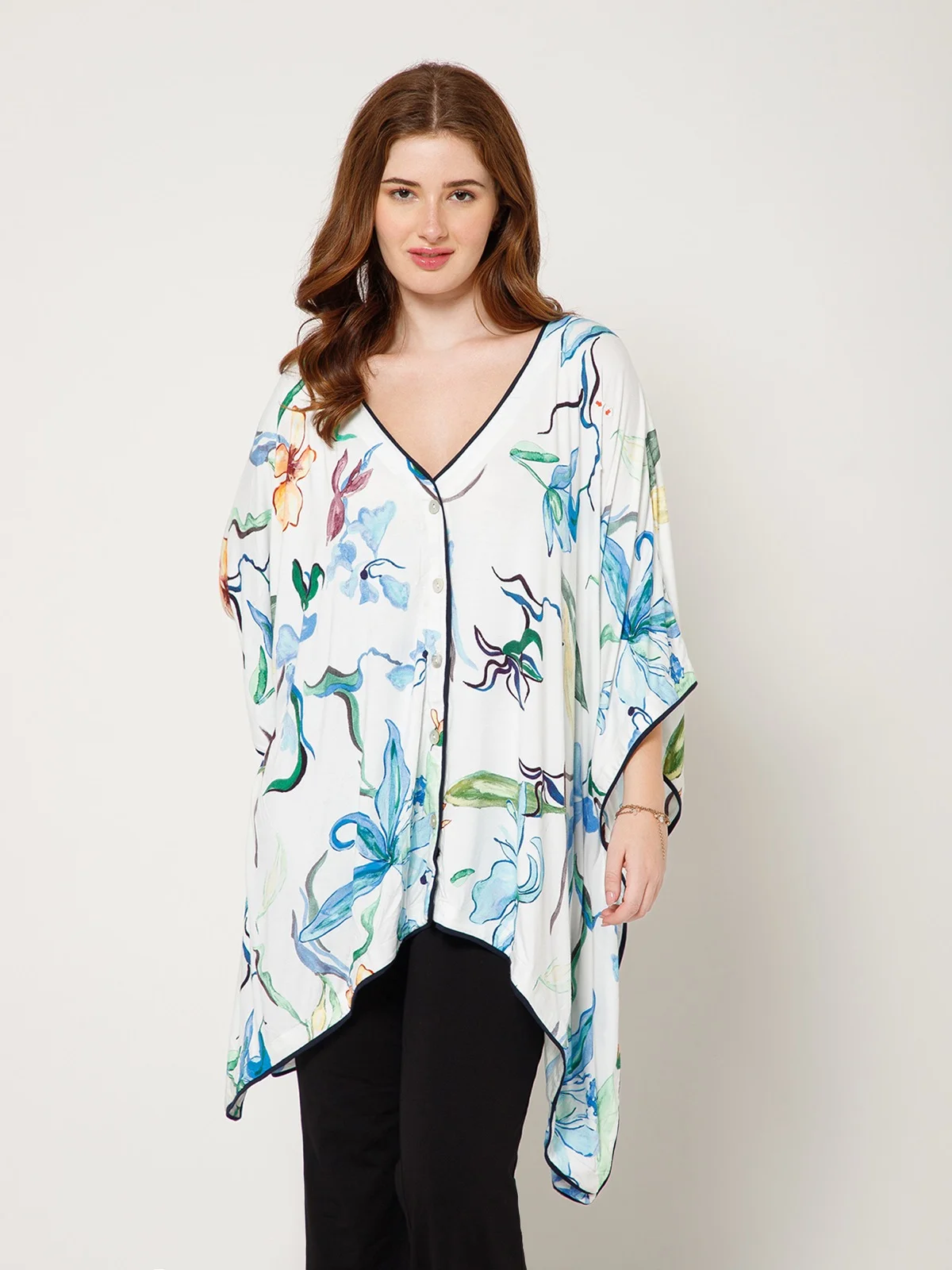 Watercolor Floral Kimono Top view 2