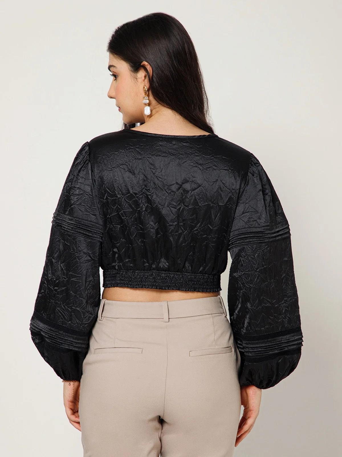 Crushed Poly Satin Crop Top view 4