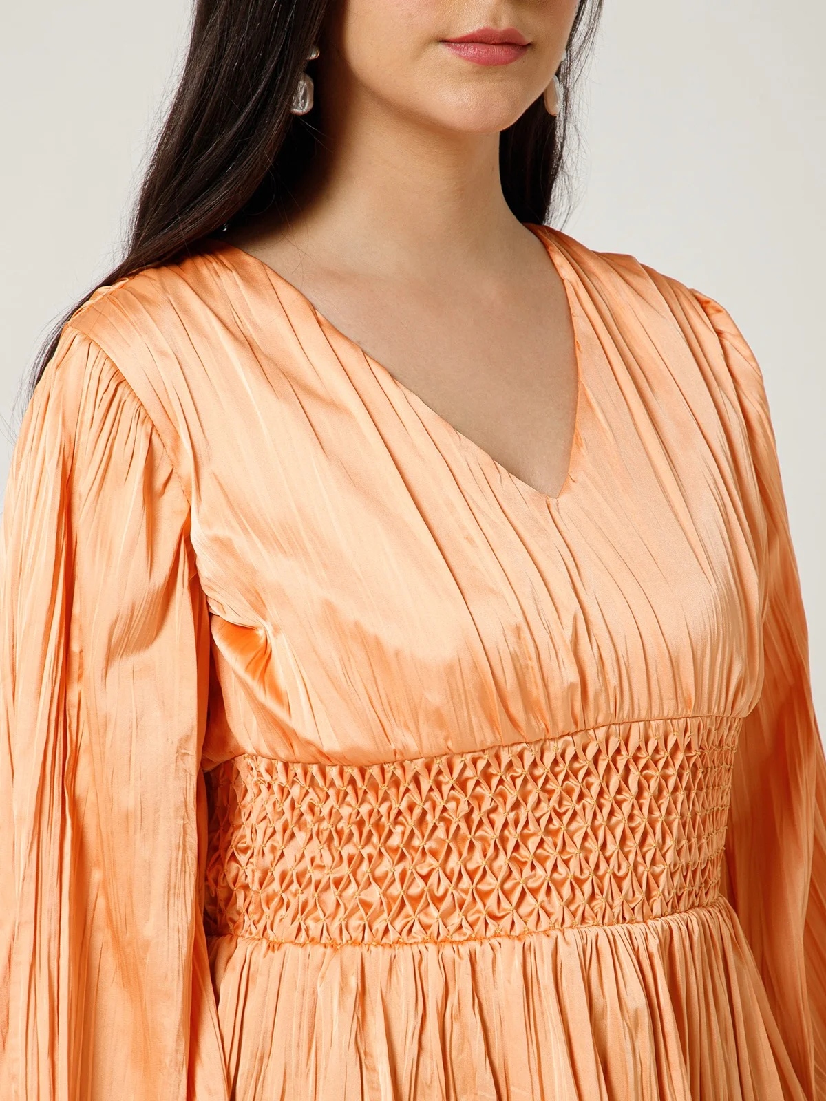 Sun Ray Pleated Polyester Satin Blouse view 3