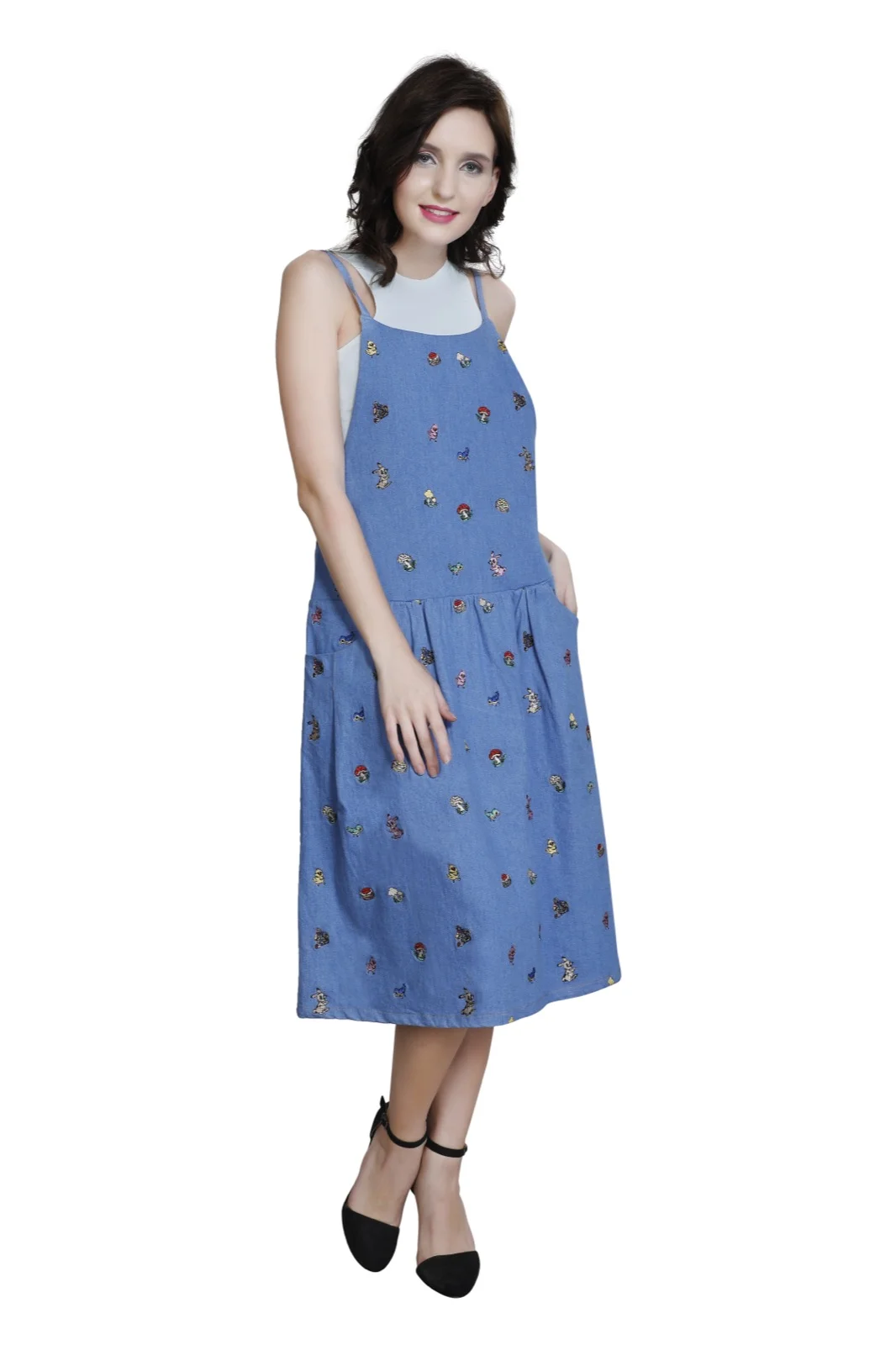Embroidered Denim Sun Dress view 2