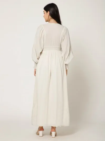 Ivory Lace Waist Maxi Dress