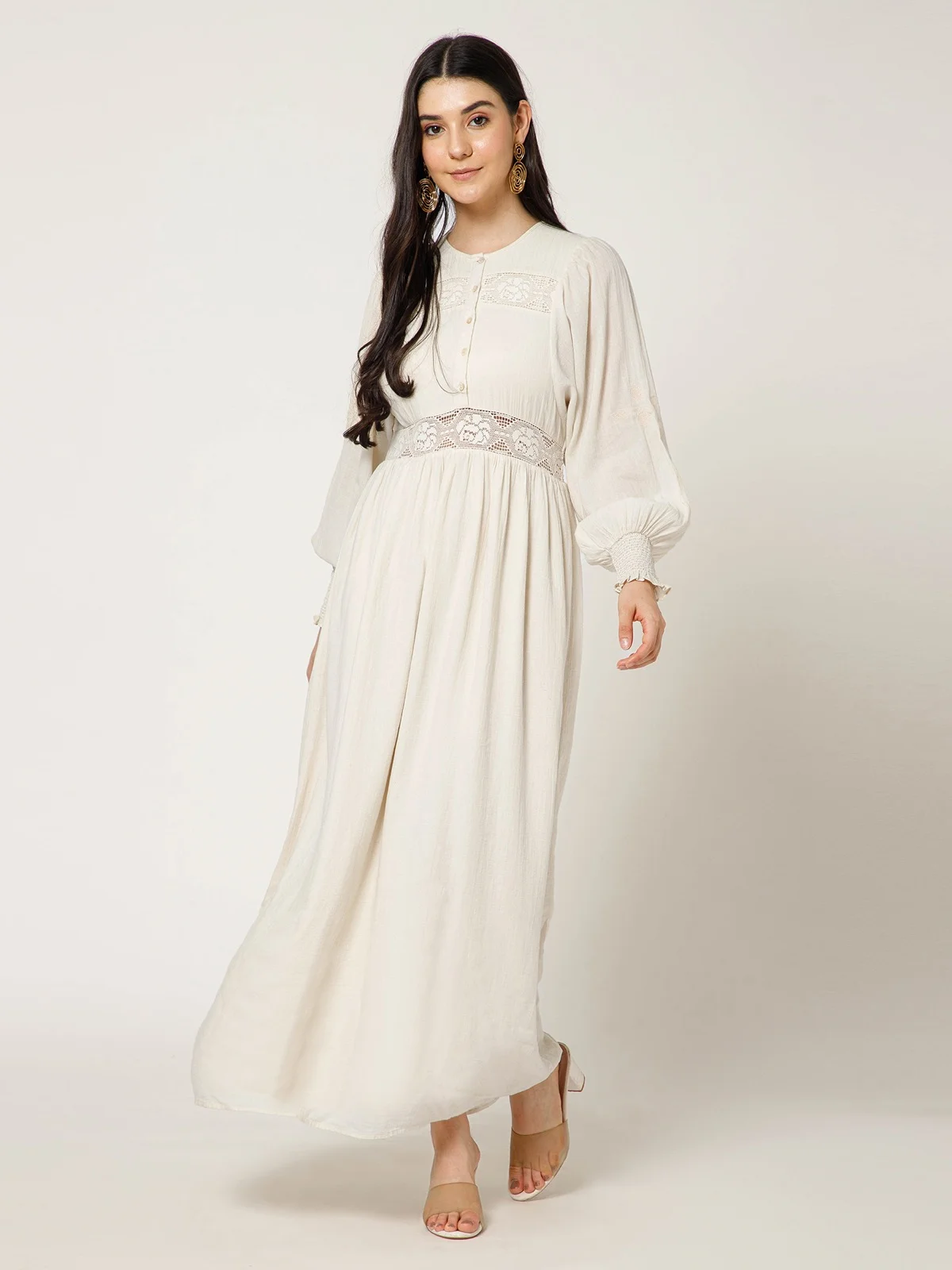 Ivory Lace Waist Maxi Dress view 2