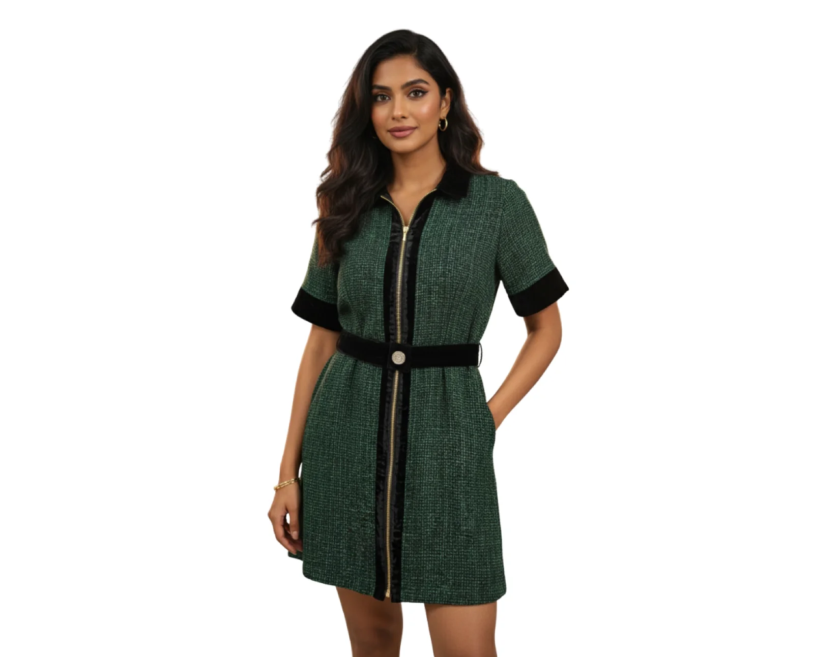 Bukley Coat With Velvet Cuff Placket Belt view 2