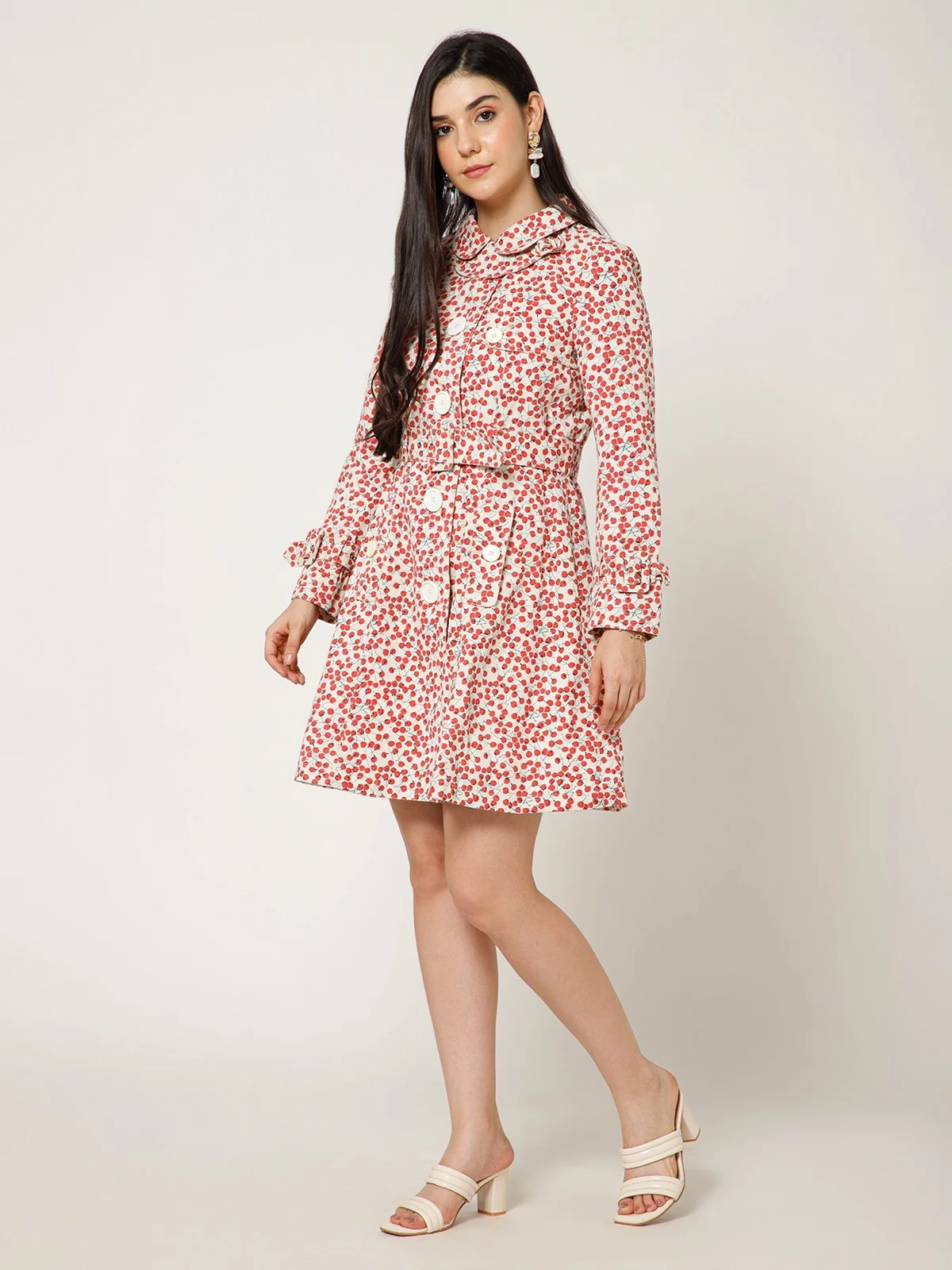 Classic Strawberry Print Canvas Coat view 6