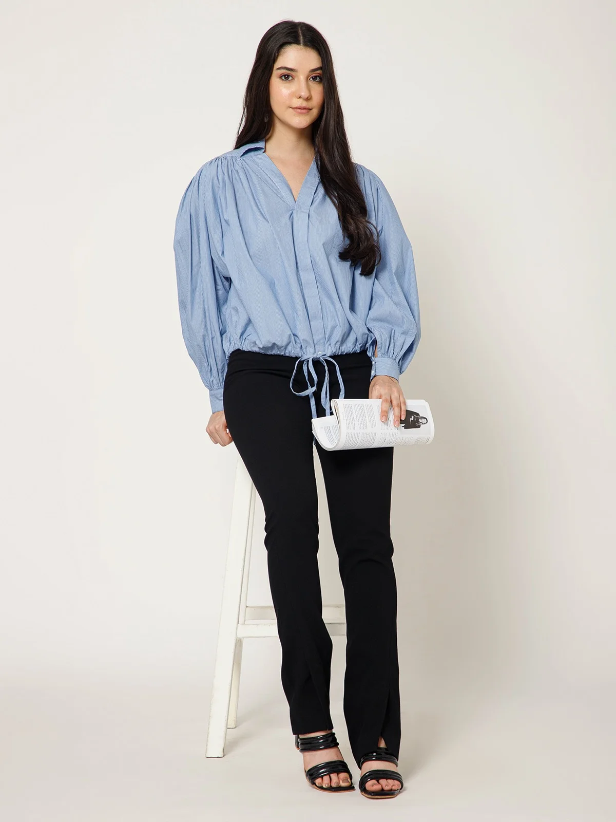 Balloon Sleeve Crop Shirt view 2