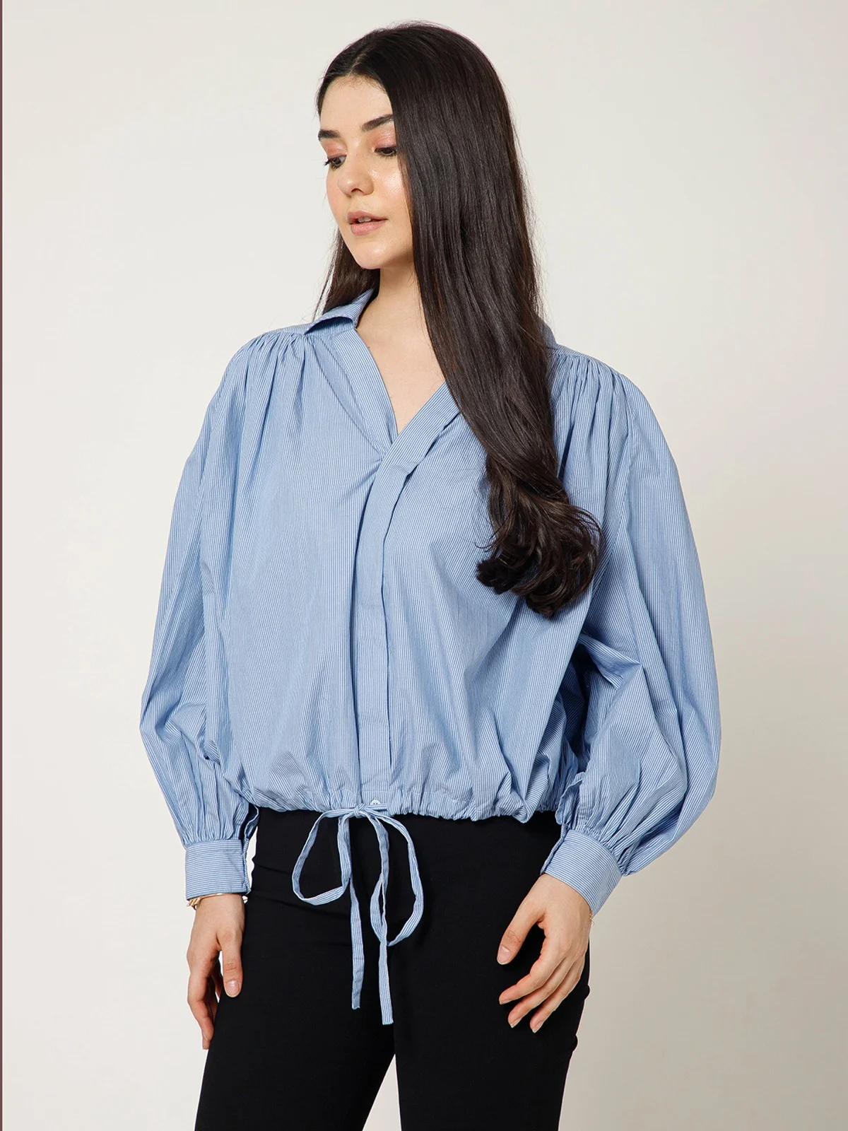 Balloon Sleeve Crop Shirt view 4