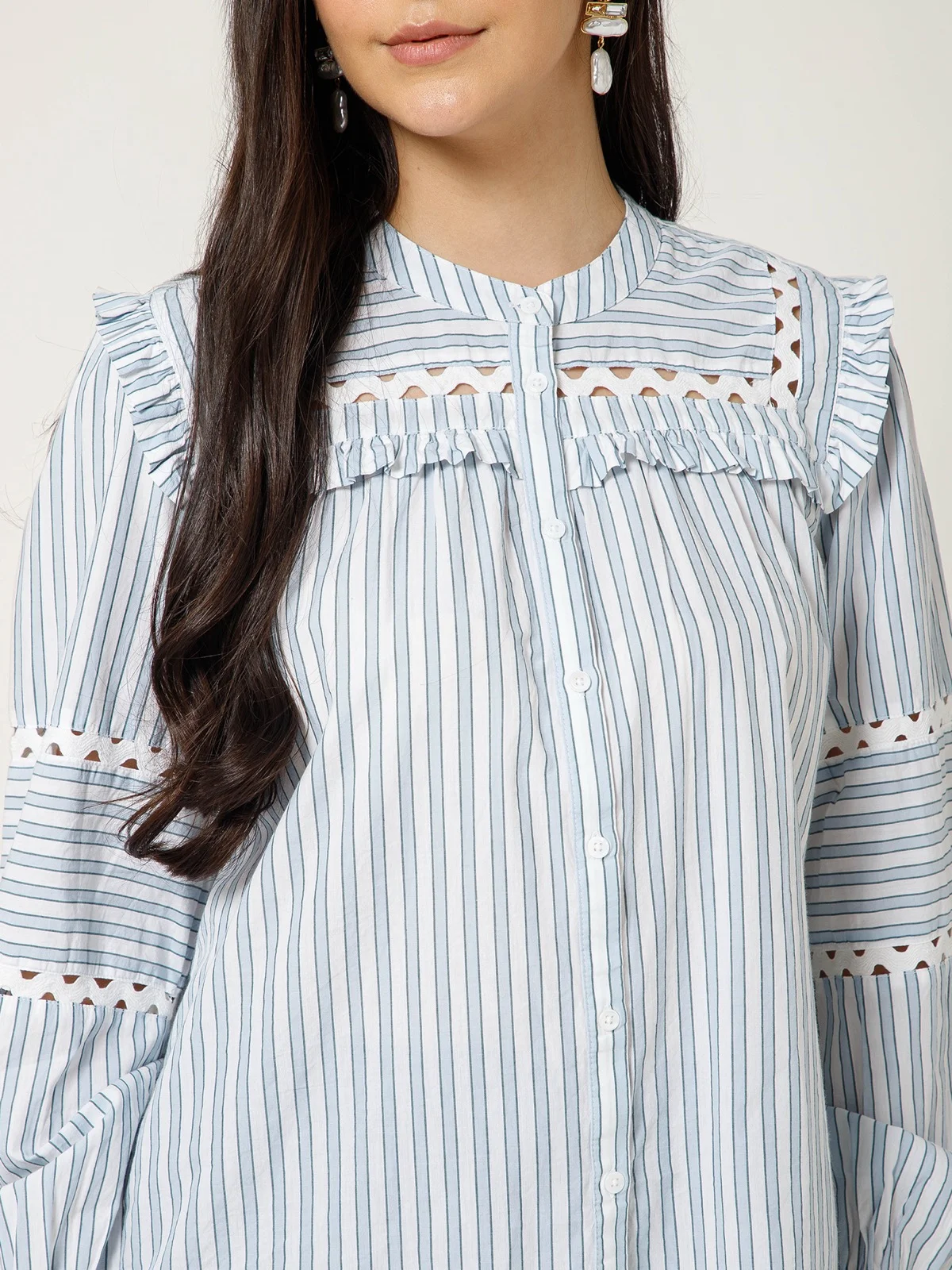 Ruffled Stripe Panel Shirt view 2