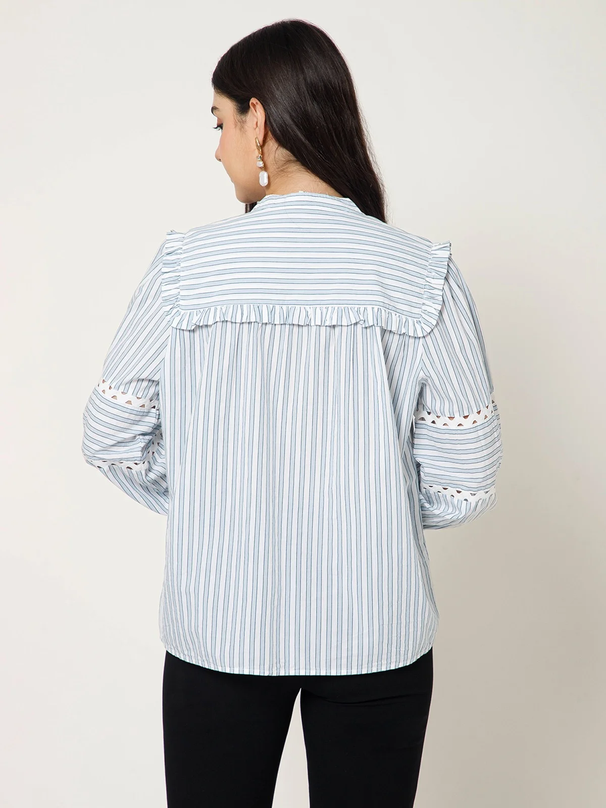 Ruffled Stripe Panel Shirt view 3