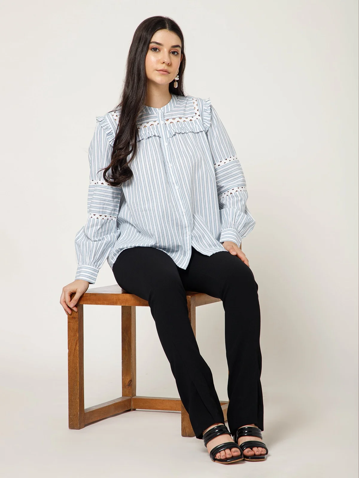 Ruffled Stripe Panel Shirt view 5